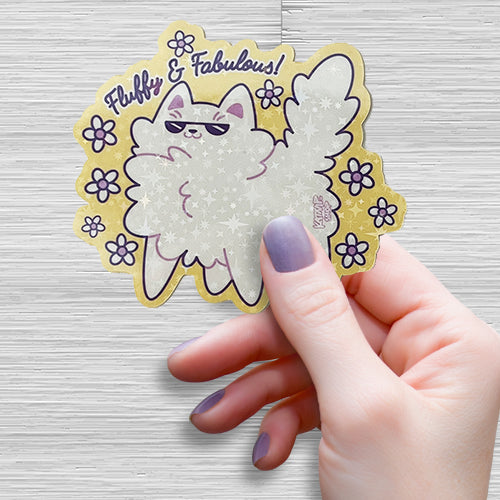 Fluffy and Fabulous Cat Sticker
