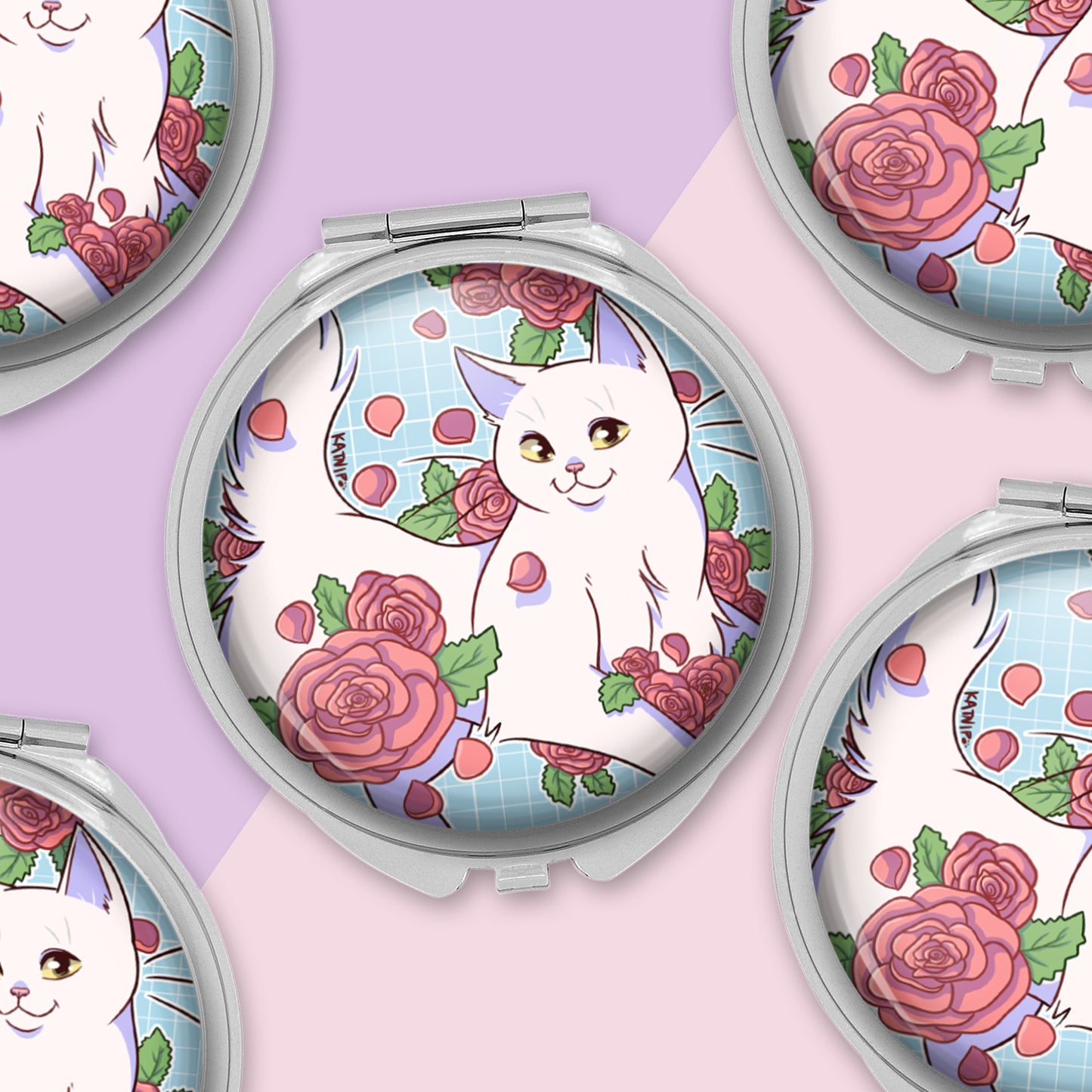 Cute White Cat Mirror