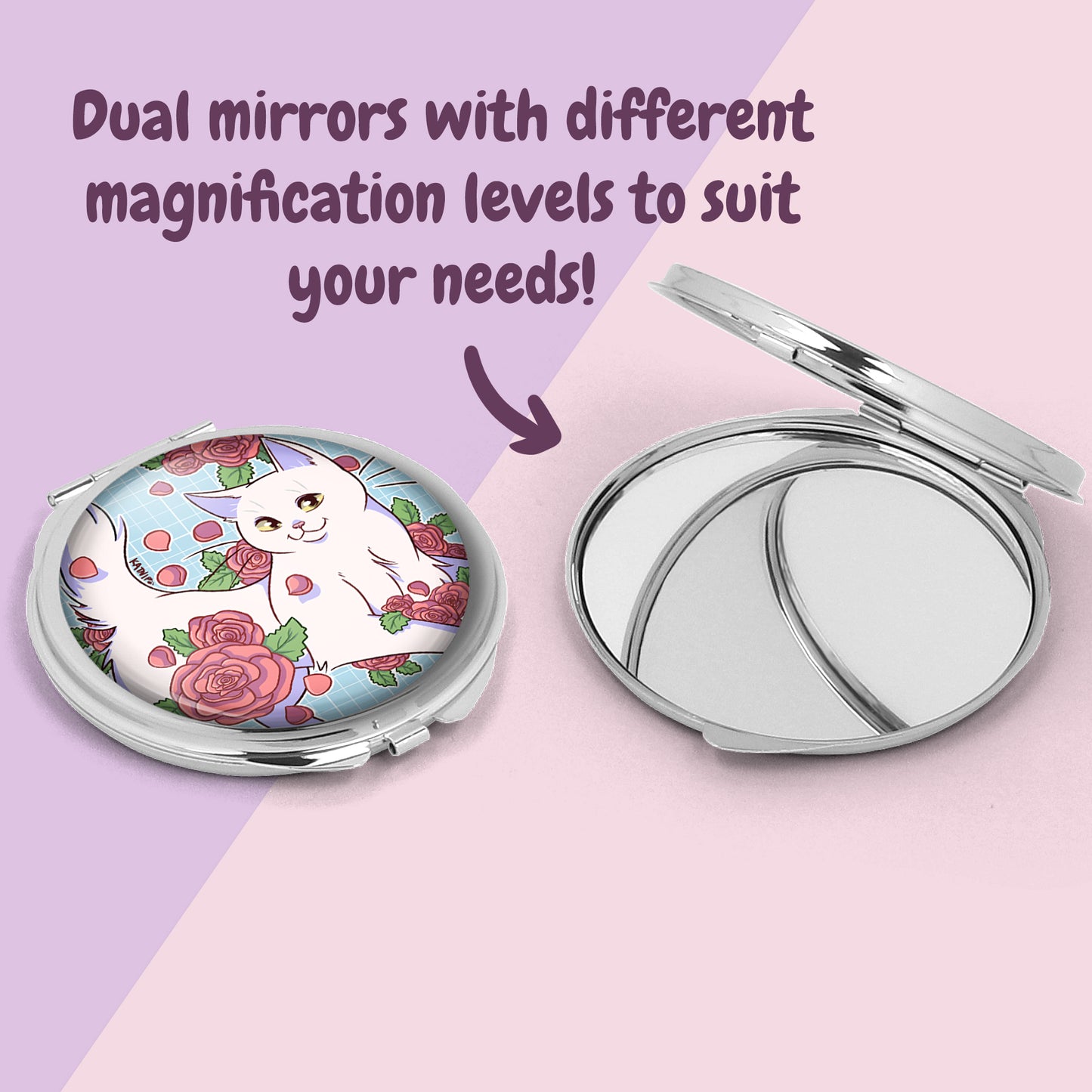 Cute White Cat Mirror