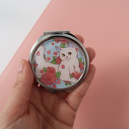 Cute White Cat Mirror