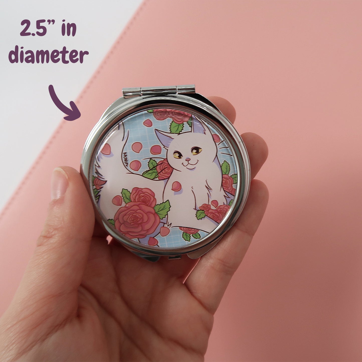 Cute White Cat Mirror