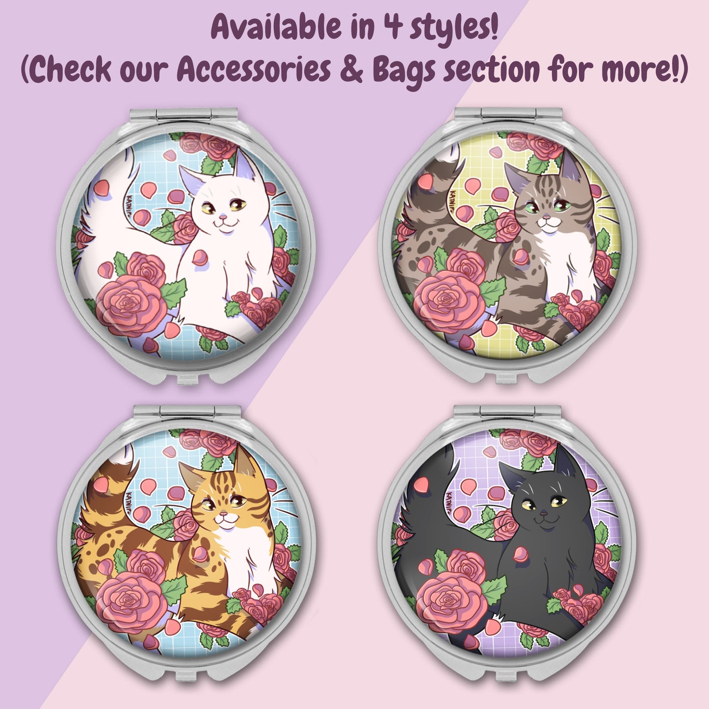 Cute White Cat Mirror