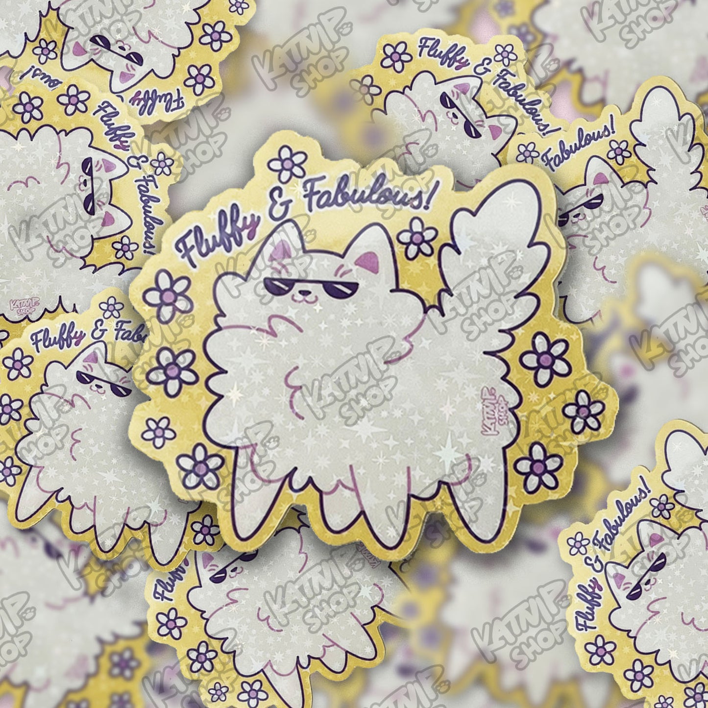 Fluffy and Fabulous Cat Sticker