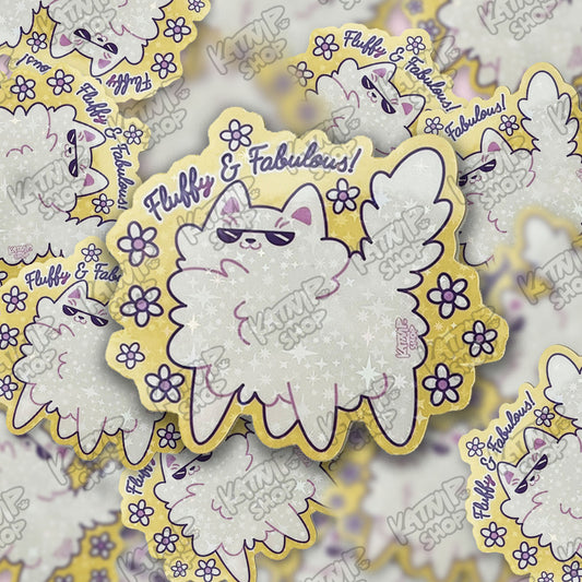 Fluffy and Fabulous Cat Sticker