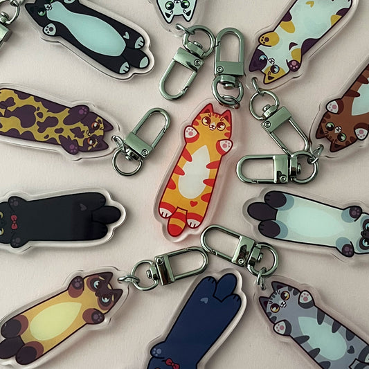 Long Cat Double-Sided Keychain