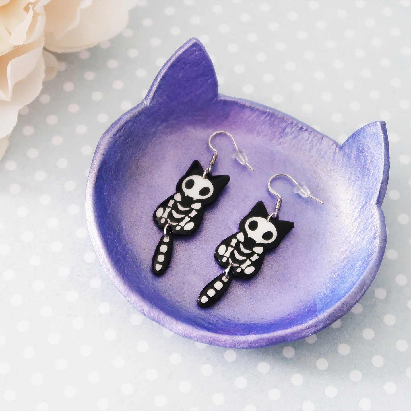 Skeleton Cat Earrings