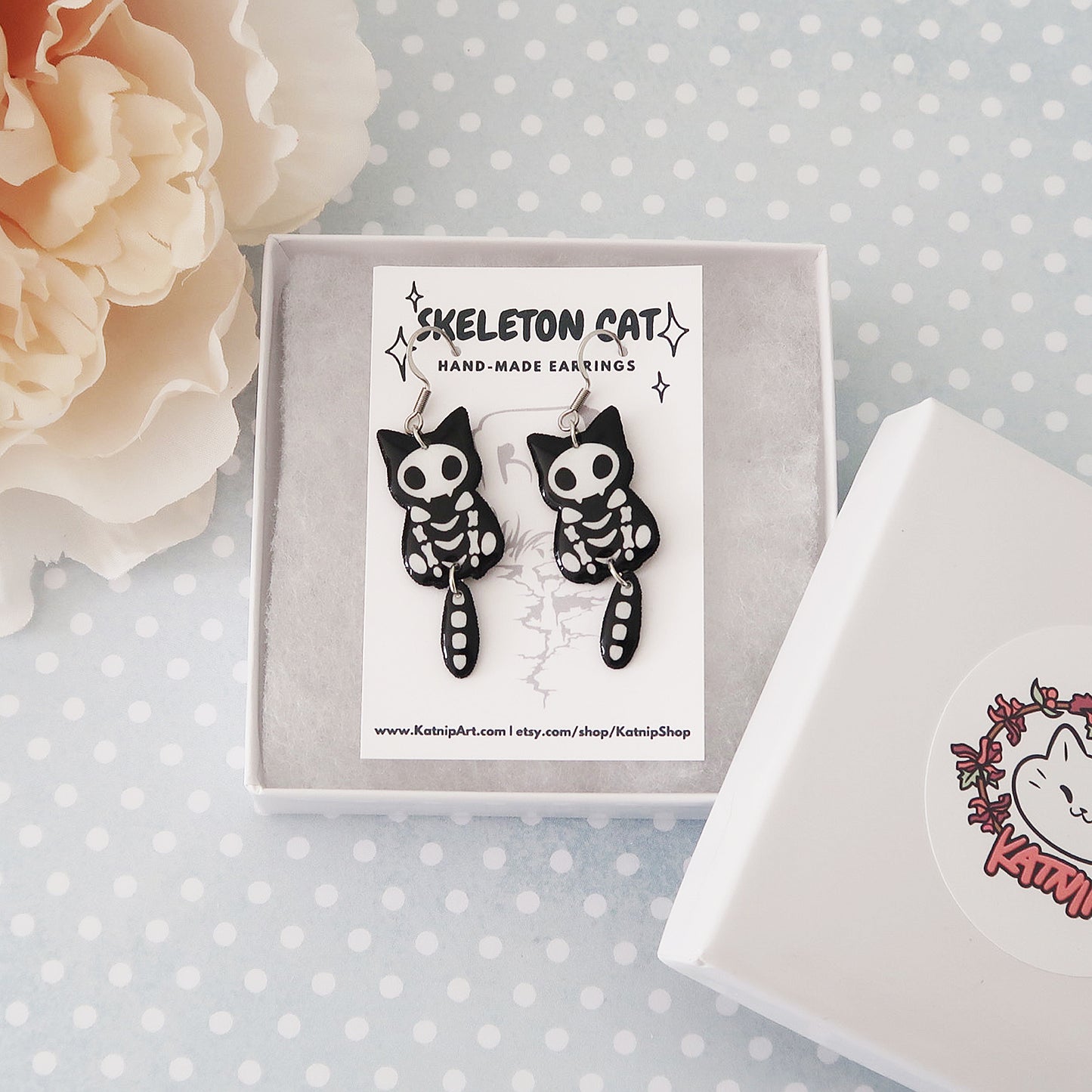 Skeleton Cat Earrings