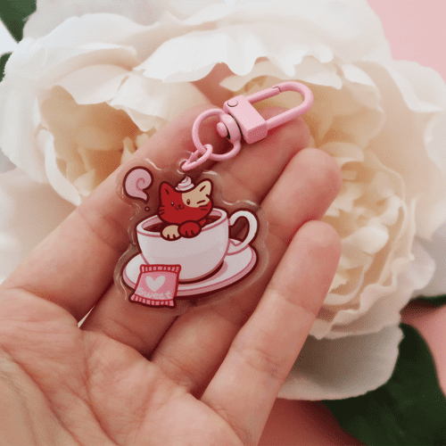 Cute Pink Cat Phone Charm